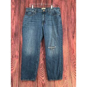 Madewell The Slouchy BoyJean Jeans Women's Size 33 Blue Medium Wash Distressed